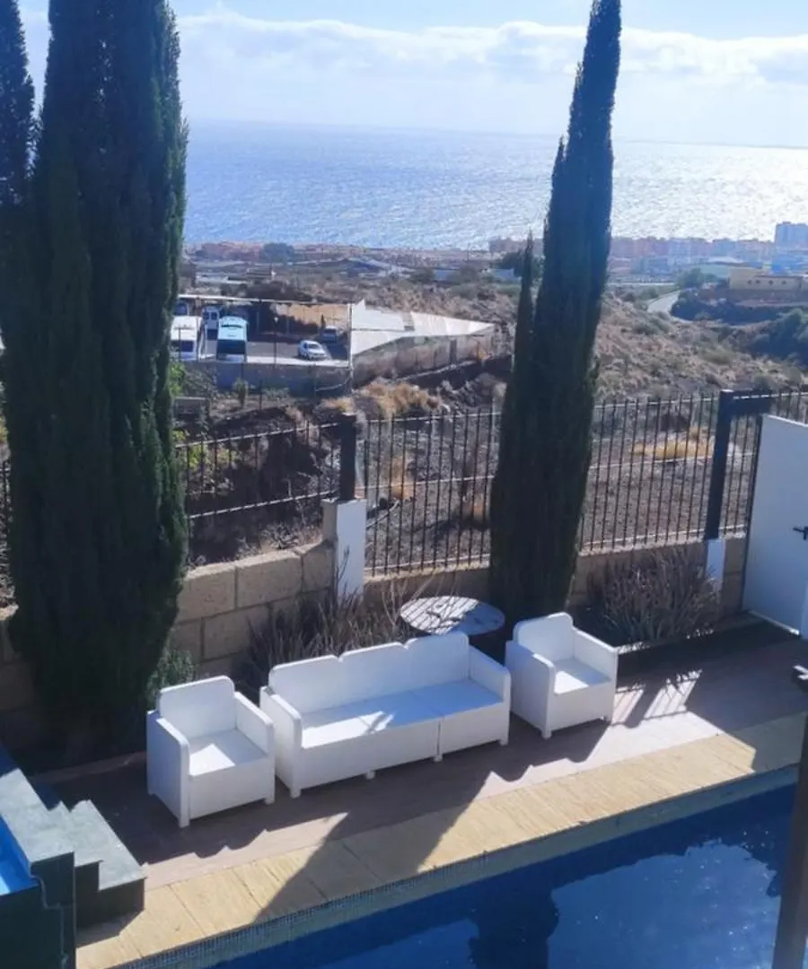 Luxury Villa Sea Views Heated Pool Private Jacuzzi Wifi Bbq Parking Tennis Court Candelaria Spain